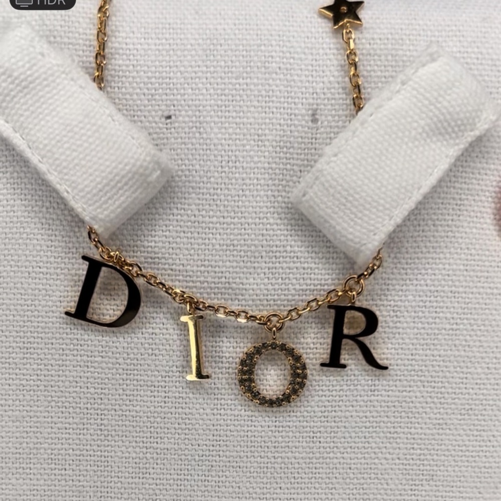 Dior Black and Gold Letter Necklace